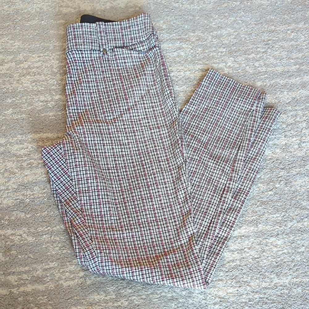 Maurices Skinny Plaid Dress Pants - Black, White, Deep Magenta